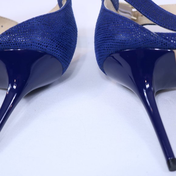 Jimmy Choo Louise Blue Glitter Crisscross Sandal - Picture 3 of 8